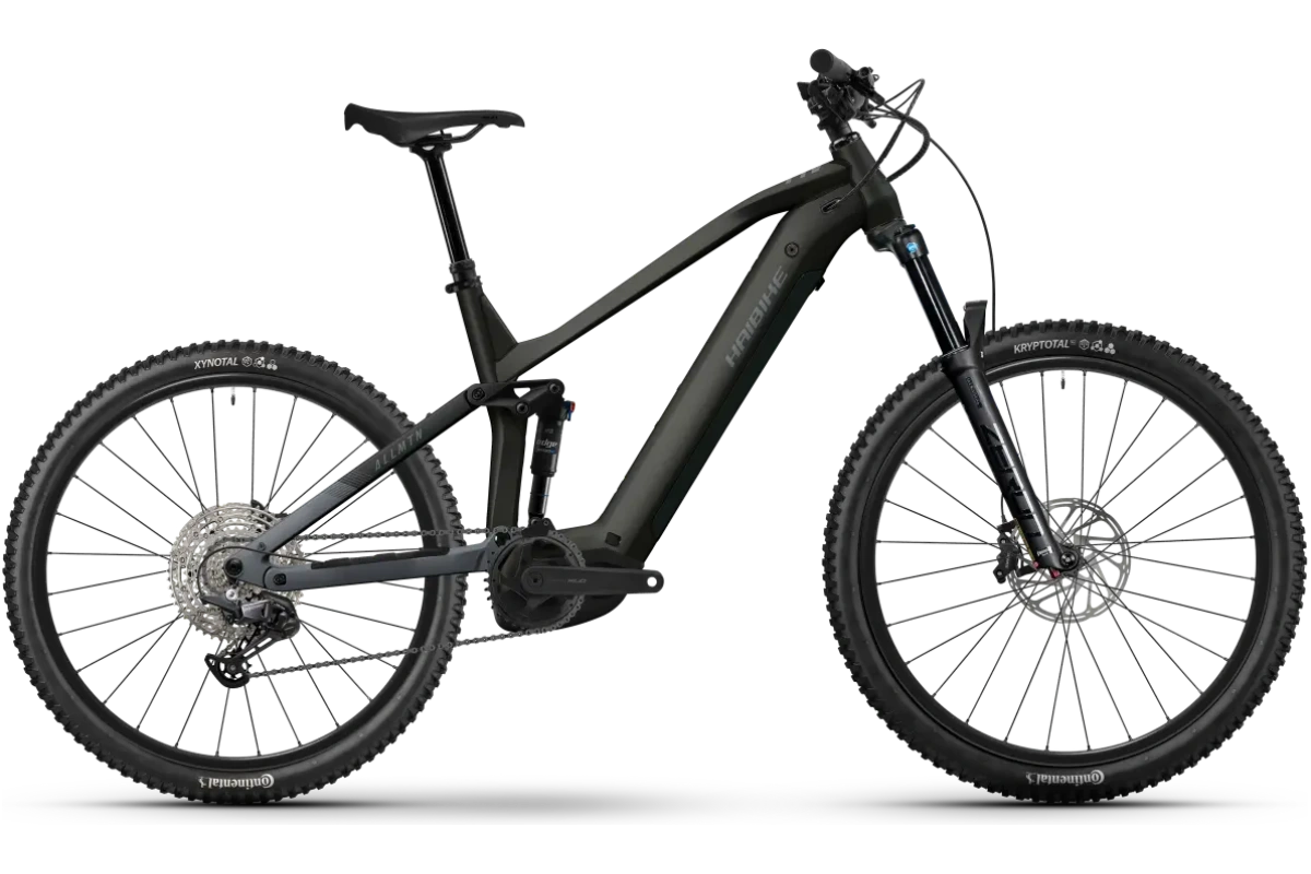 Haibike Allmtn 2 vuoden 2026 malli musta sähköpyörä täysjoustolla