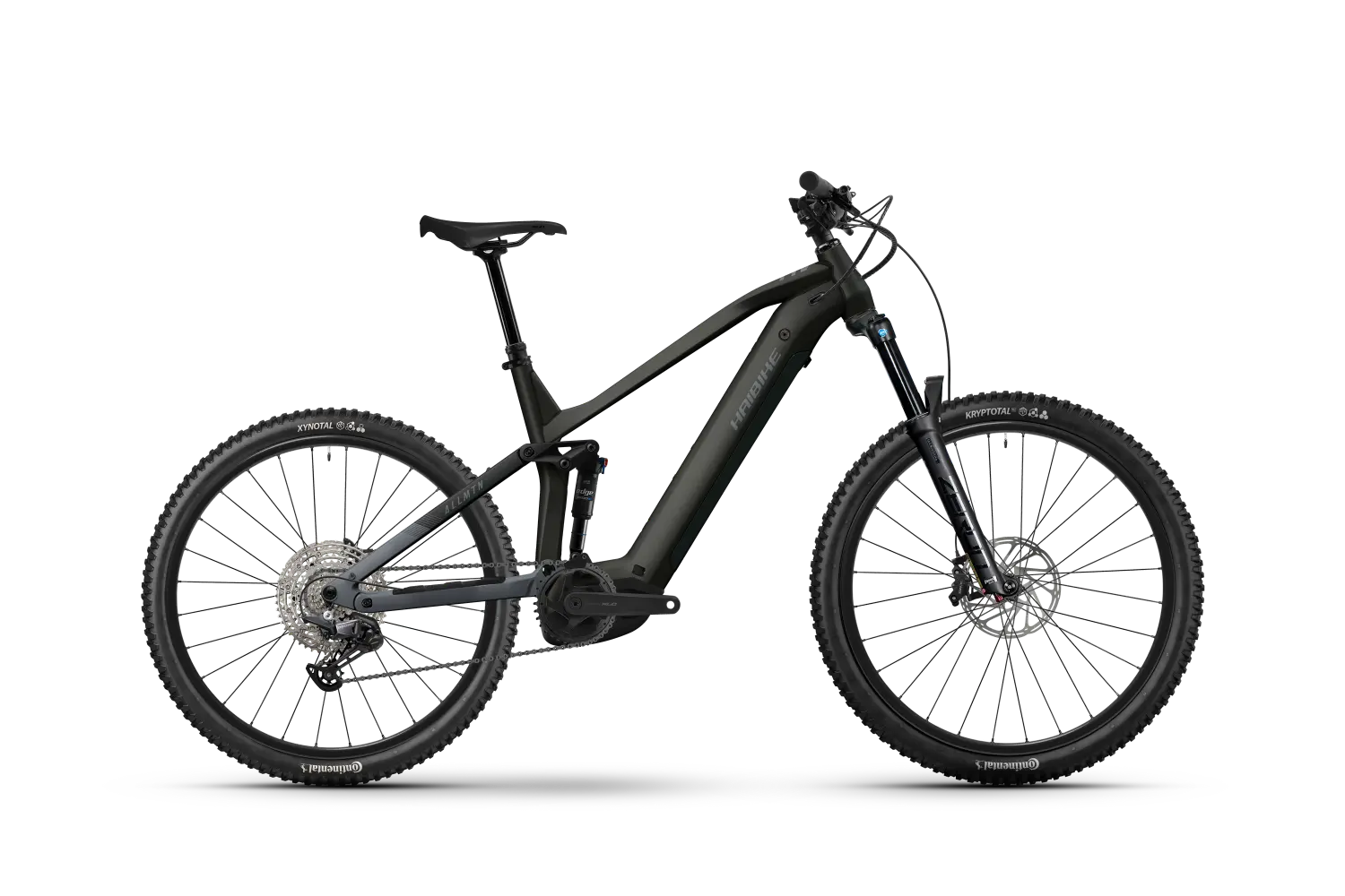 Haibike Allmtn 2 vuoden 2026 malli musta sähköpyörä täysjoustolla