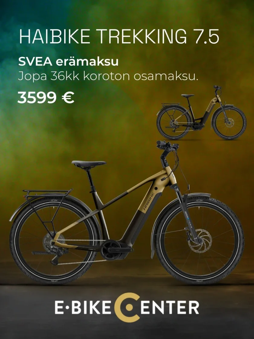Erikoistarjous sähköretkipyörästä. Haibike Trekking 7.5 ovh 4229€ tarjoushinta 3599€